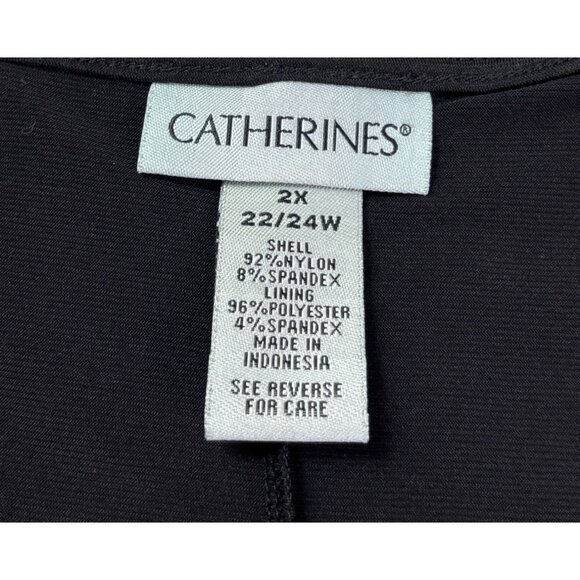 Catherines Womens Floral Lace Overlay Tunic Top Size 2X 22/24W Black White Pink - Picture 7 of 8